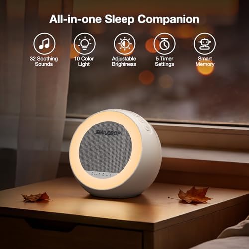 White Noise Sound Machine with Night Light, Portable Sound Machine for Baby and Adults with 10-Color Night Light, 32 Soothing Sounds & 5 Timer for Nursery, Home Office Privacy and Travel - Image 2
