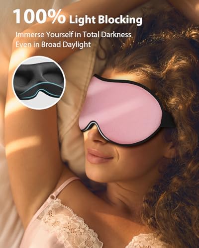 MABAO Weighted Sleep Mask, 100% Blackout Blindfold for Sleeping, Pink - Image 2