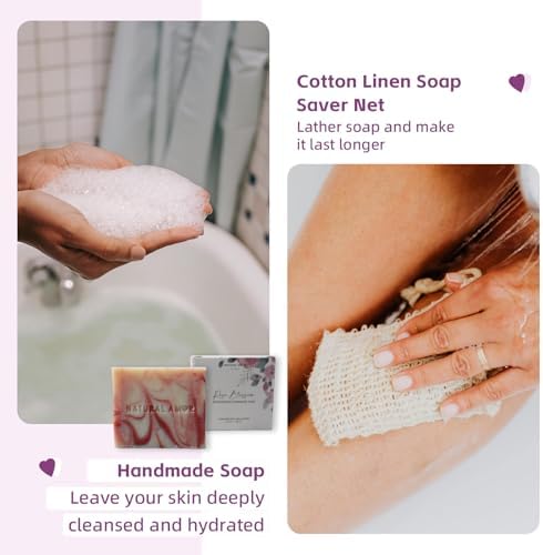 Rose Bath Spa Gift for Women,Handmade Spa gift for her, 5pc Bath & Body Gift Including Soap Bar, Hand Cream, Bath Salt, Soap Saver, Bath Bomb,Self Care Package by Natural Amor - Image 3