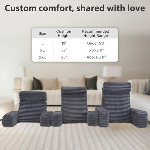 ENITYA 19" Large Back Pillow for Bed Sitting Up with Armrests & Big Pockets - Image 4