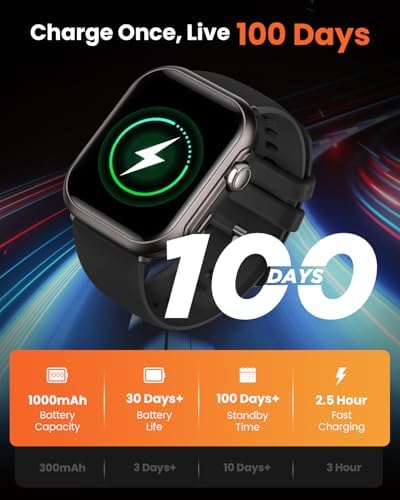 Smart Watches for Men Women: 1.85" Smartwatch with 30 Day+Battery Life Make/Answer Call Sleep Heart Rate SpO2 Monitor IP68 Waterproof 120+Sport Mode Watch for Android iPhone Samsung Black - Image 2