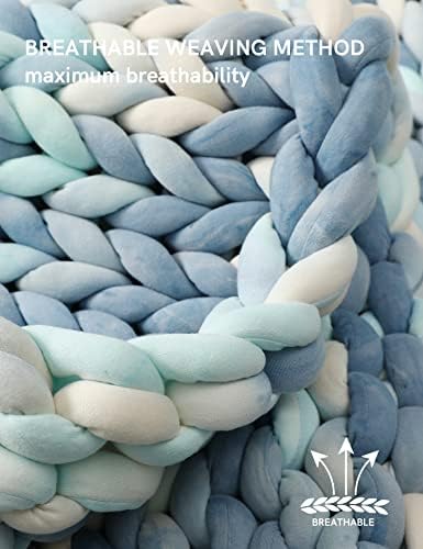 YnM Weighted Blanket, Handmade Chunky Knitted Design, Soft and Cozy, Temperature Regulating and Breathable, Machine Washable Throw for Sleep or Home Decor (Light Blue Tie-Dyed, 50x60 Inch, 10lbs) - Image 4
