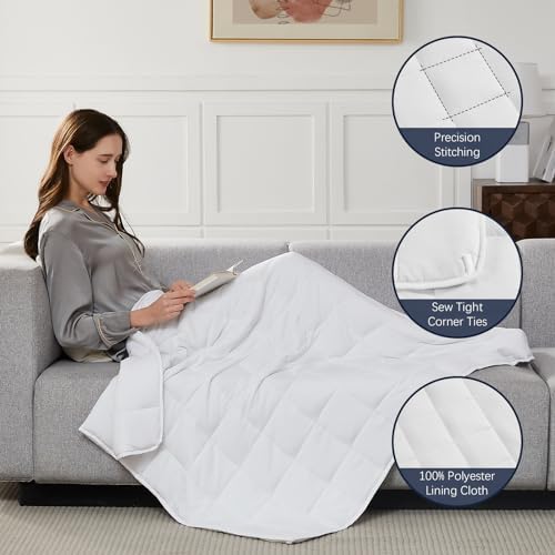 CuteKing Weighted Blanket for Adults: Weighted Blanket with Premium Glass Beads - Breathable Heavy Blanket for Comfort Sleep - Thick Blanket for Adult All Season (15lbs, 60"x80", White) - Image 6