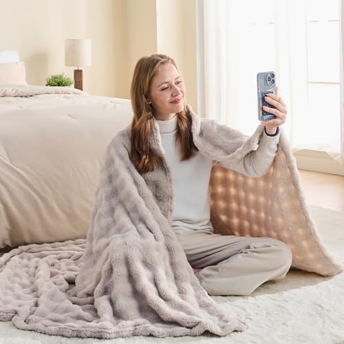 NEWCOSPLAY 3D Bubble Flannel Throw Blanket for Couch Linen, 50"×60" - Image 3