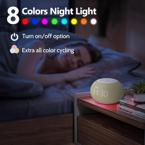 REACHER Auto Dimmable Sound Machine Alarm Clock with Night Light for Girls - Image 7