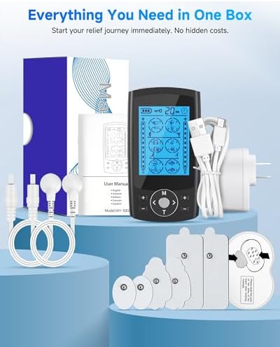TENS Unit Muscle Stimulator, 24 Modes Dual Channel TENS EMS Machine for Muscle Tension and Back Relief, Rechargeable Pulse Massager with Timer, 6 Upgraded Pads for Neck Shoulder Leg and Knee - Image 7