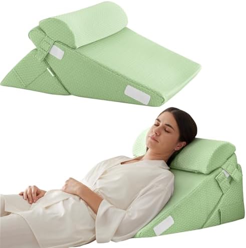 Bedluxe Wedge Pillow Set for After Surgery, Orthopedic Bed Wedge, Green by Bedluxe