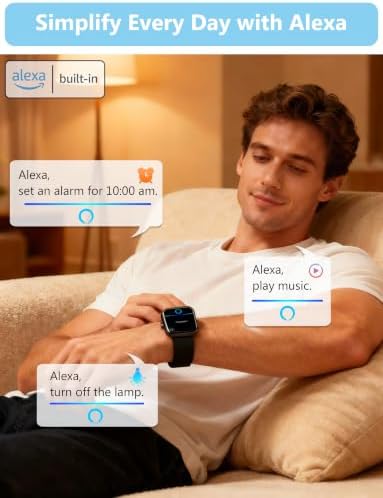 Smart Watch Men Women [2 Bands, 44mm case] 1.83" Alexa Fitness Tracker, Heart Rate, Sleep, Stress Monitor, IP68 Waterproof Smartwatch, Make/Answer Calls, Compatible with iPhone & Android Phones - Image 2