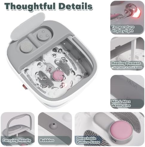 Collapsible Foot Spa Bath Massager with Heat/Remote(Light Grey) - Image 5