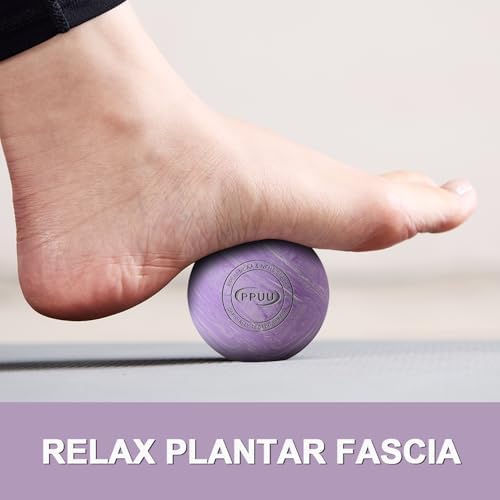 Massage Lacrosse Ball, 2.5 Inch Firm Solid Rubber Deep Tissue Ball for Myofascial Release, Plantar Fasciitis & Muscle Knot Relief, for Foot, Glutes, Shoulder Blades, Calves, 1 Count Purple-03 - Image 2