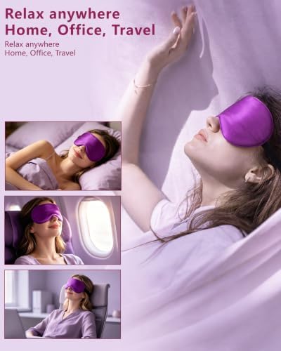 Silk Sleep Mask for Women - Soft Breathable Organic Natural Mulberry Silk Fabric Total Blackout Lightproof Eye Mask for Sleeping with Adjustable Straps for Travel Office Daily Nap and Gifts (Rose Red) - Image 4