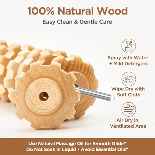 Wooden Cellulite Muscle Roller for Legs and Thighs - Handheld Fascia Blaster Tool for Muscle Relief, Lymphatic Drainage & Body Sculpting - Anti Cellulite Massager for Women and Men (9 Wheel) - Image 6