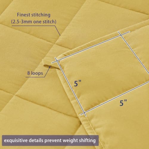 yescool Weighted Blanket for Adults (20 lbs, 60” x 80”, Yellow) Cooling Heavy Blanket for Sleeping Perfect for 190-210 lbs, Queen Size Breathable Blanket with Premium Glass Bead, Machine Washable - Image 4