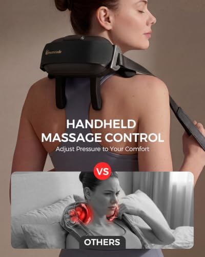 Neck Massager for Pain Relief Deep Tissue, Handheld Neck and Shoulder Massager with Heat, Cordless & Rechargeable Shiatsu Massager for Shoulder, Leg and Back Muscle Relaxation - Image 3