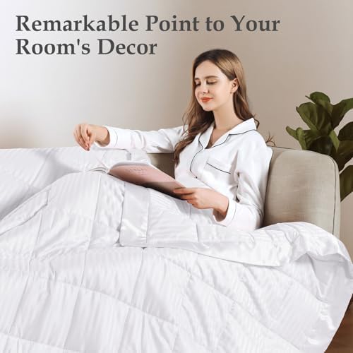 downluxe Weighted Blanket Queen Size, 15 lb Weighted Blanket with Glass Beads for All Season, Machine Washable Heavy Blanket (White, 90 X 90 Inch) - Image 7