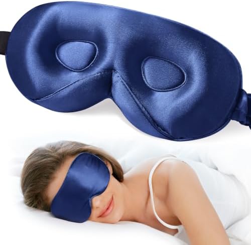 LitBear 100% 22 Momme Mulberry Silk Sleep Mask - 3D Contoured, Deep Blue by LitBear