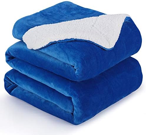 NANPIPER Bed Blanket Reversible Sherpa Flannel Blanket Super Soft Fuzzy Plush Fleece Microfiber (90"x90" Princess Blue) Queen by NANPIPER