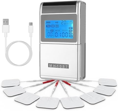 4 Channel TENS Unit Muscle Stimulator Rechargeable Digital TENS Muscle Massager with 48 Modes 20 Intensity Levels 8 Pads Timer by Casafoyer