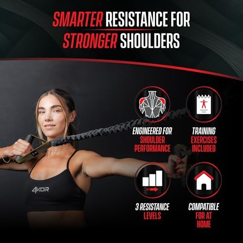 4KOR Cross Anchor Shoulder Performance Training System. Resistance Cords with Handles and Dynamic Workout Guide. Exercise Bands with Nylon Sleeves, Rubber Grips, and Carry Bag for Rehab and Strength - Image 4