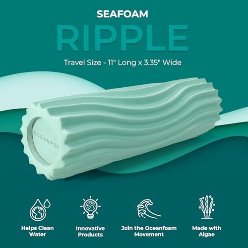 Oceanfoam Ripple Travel Foam Roller (11" x 3.35") Firm Mini Foam Roller for Physical Therapy, Deep Tissue Massage, Back Pain - High Density, Ergonomic Wave Textured - Yoga, Pilates, Exercise (Seafoam) - Image 5