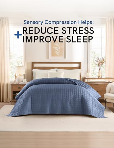 YnM King Size Cooling Weighted Blanket for Adults (88x104 Inches, 20 Pounds, Blue Grey), Perfect for Hot Sleepers with Cooling Rayon/Glass Beads, Heavy Bed Blanket for Couple on Queen or King Bed - Image 2