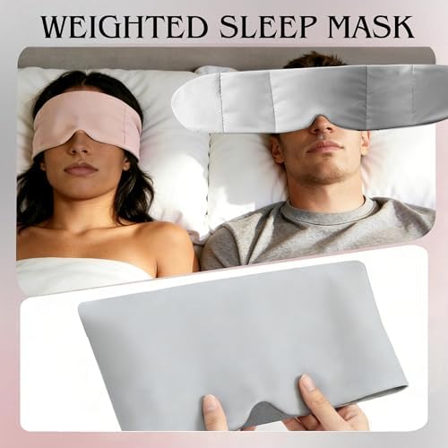 Weighted Sleep Mask for Side Sleepers, 100% Blackout Eye Mask for Sleeping with Adjustable Strap, Dual-Sided Cooling Silk & Warm Cotton Blindfold, Zero Pressure Eye Cover for Travel, Nap & Yoga - Image 4