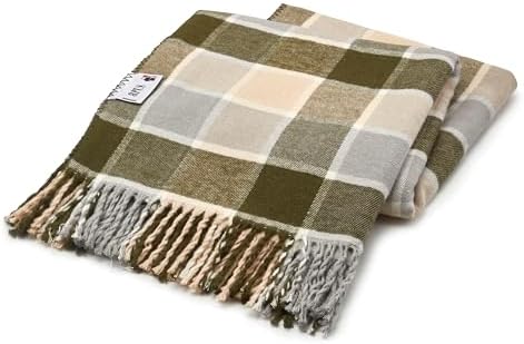 Arus Acrylic Highlands Collection Queen Throw Blanket Green Plaid, 60x80 - Image 2