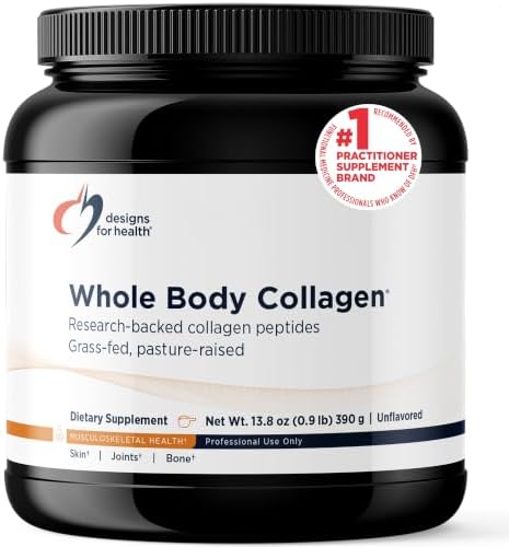 Designs for Health Whole Body Collagen Powder - Hydrolyzed Collagen Peptides Powder for Healthy Skin & Hair, Joint + Bone Health - Fortigel & Verisol Collagen, Unflavored (30 Servings) by DesignsforHealth