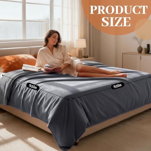 Tisancy King Size Waterproof Blanket for Bed Couch, Gray 82'' x 82'' Double Side Leakproof Reversible Sherpa Flannel Fleece 3-Layer Lightweight Blanket, Absorbs 80oz, Machine Washable - Image 2