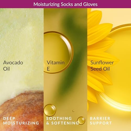 Epielle Moisturizing Hand & Foot Masks, Soften Dry Skin with Sunflower Seed Oil & Vitamin E, Self Care Gifts for Women, Spa Kit, 6 Moisturizing Gloves & 6 Moisturizing Socks - Image 5