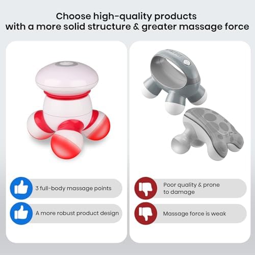 cotsoco Handheld Massager Mini Portable Vibrating Body Massager with LED Light for Hand Head Neck Back Legs Arms Pain Release, Battery Operated, Easy Hand Grip - Image 3