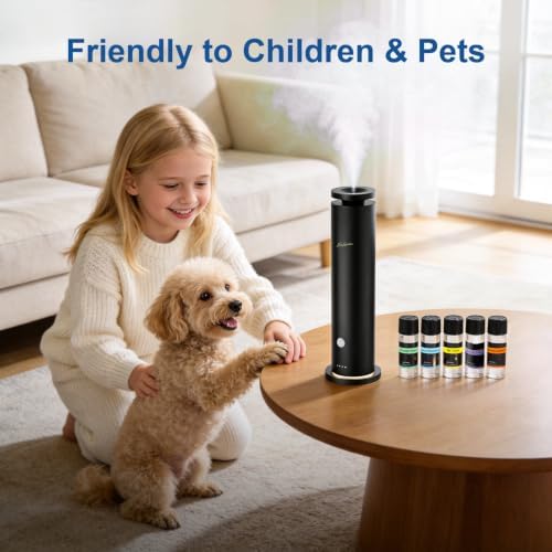 Waterless Diffuser Pro with 5 Scent Oils, Luxury Hotel-Class Essential Oil Diffuser Aromatherapy Machine with 1500 Sq Ft Cover, 6 Mist, 4.06Oz Diffusers for Home Large Room Hotel SPA - Black - Image 6