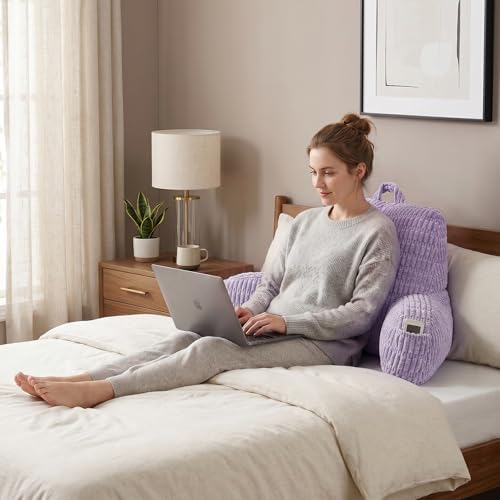 Reading Pillow for Sitting in Bed with Arm,Purple Corduroy,M - Image 2
