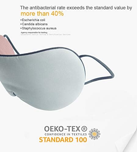 Sleep Mask, DMaos Sleep Aid Super Soft Air Eyes Pillow, Milk Silk and Warm Cloth Sides, Adjustable Slip Hold Strap to Ears - Gray + Pink - Image 6