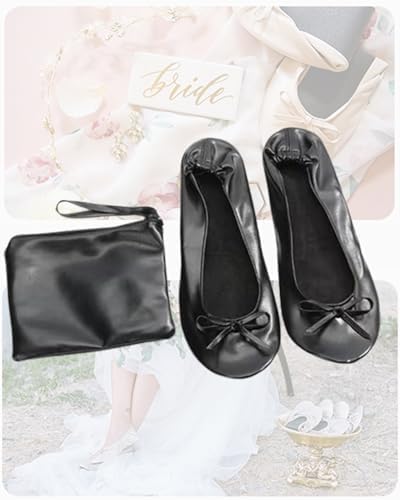 Stylish Foldable Ballet Flats for Women Portable Roll Up Travel Shoes for Wedding Bridesmaid Includes Carrying Pouch - Image 4