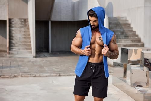 COOFANDY Men's Workout Hooded Tank Tops 2 Pack Zip Up Sleeveless Gym Shirts Muscle Cut Off T Shirt Bodybuilding Hoodies - Image 3