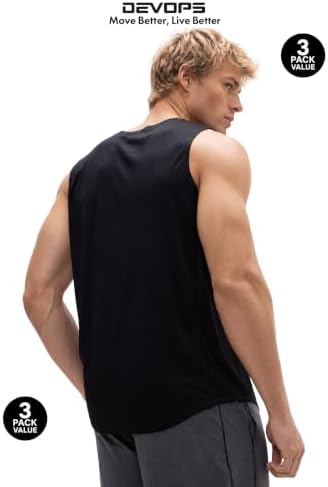 DEVOPS 3 Pack Sleeveless Men's Muscle Shirts Dry Fit Tank Top Gym - Image 5
