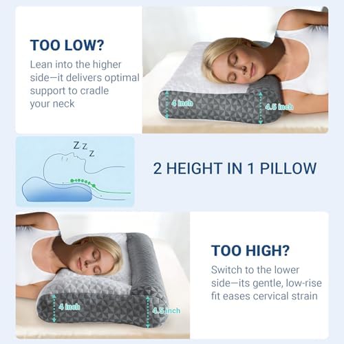 Favocama Cervical Pillow for Neck Pain Relief 26"x15", Grey - Image 5