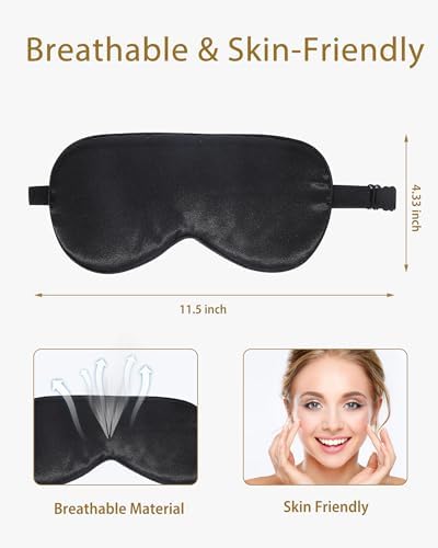 4 Pack Silk Sleep Mask, Blackout Eye Mask with Adjustable Strap - Image 5