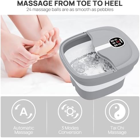 Collapsible Foot Spa Electric Rotary Massage with Heat, Bubble, Remote - Image 3