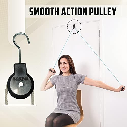 AARAM Pulley with Rope and Door Strap, Easy to Use Exercise Equipment for Frozen Shoulder and Hand/Arm Exercise Material Nylon Plastic, Smooth Action Pulley - Image 2