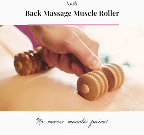 tuuli Accessories Back Massage Muscle Roller Tool Massager for Neck Shoulder Arms Legs Body Wooden 7 x 3 inches - Image 5