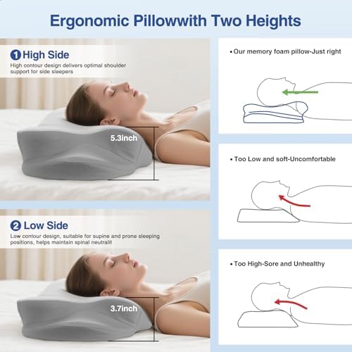 Cervical Neck Pillow for Sleeping, Orthopedic Memory Foam Pillow - Image 6