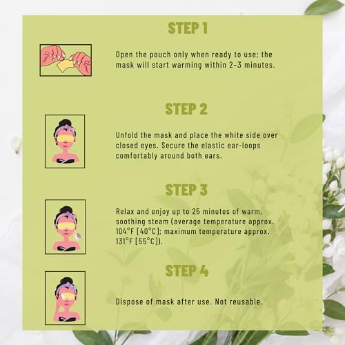 TOLEVITA Steam Eye Mask, 20 Pack Self-Heating Disposable Warm Eye Masks for Relaxation & Comfort (Jasmine) - Image 4