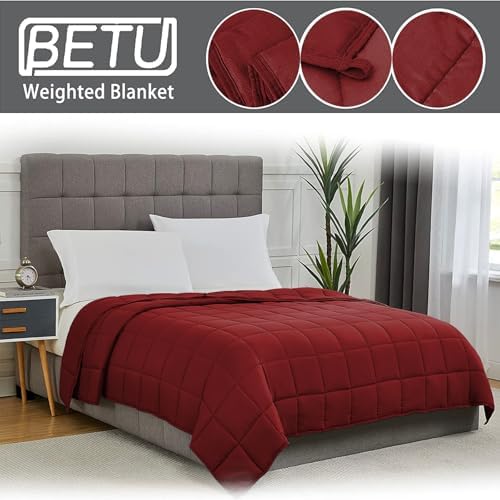 Weighted Blanket for Adults 20lbs, 60"x80", Queen Size Cooling Heavy Throw Blanket for 180-220lbs, Microfiber Soft Big Blankets Weighted Comforter, Red - Image 5