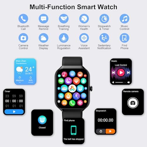 Smart Watch,1.96"HD Smartwatch for Men Women (Answer/Make Call), 2026 Fitness Activity with Heart Rate/Sleep Monitor/Step Counter, IP68 Waterproof, 113+ Sport Modes Running Watch for Android iOS Black - Image 6