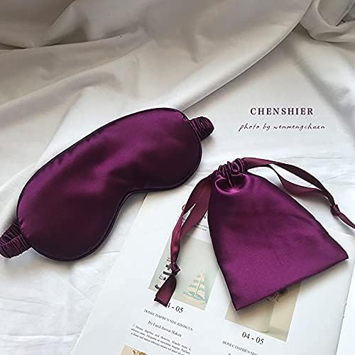 Purple Sleep Eye Mask, Blackout Silk Satin Travel Blindfold Set Women - Image 3