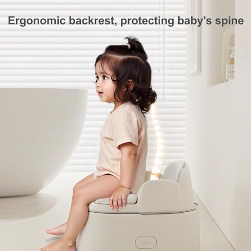 Bebamour Potty Training Toilet 3 in 1 Multi-Functional Potty Seat Detachable Baby Potty Step Stool Anti-Slip Stable Potty Training Toilet with 100 Pack Trash Bags for Baby Toddler Kids(Grey) - Image 2