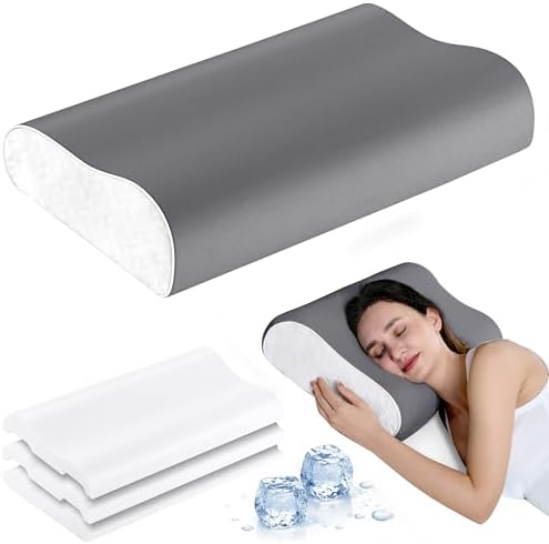 Elviros Cooling Memory Foam Neck Pillow Cervical Bed Pillow by Elviros