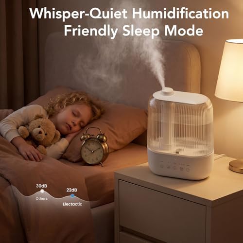 Electactic 3L Top Fill Humidifier, Essential Oil Diffuser & Cool Mist Humidifiers, Smart Humidity Control, Quiet Ultrasonic, 360° Nozzle, 7-Color Light for Bedroom, Home Office - Image 4